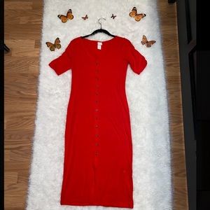 Long H&M red body con dress